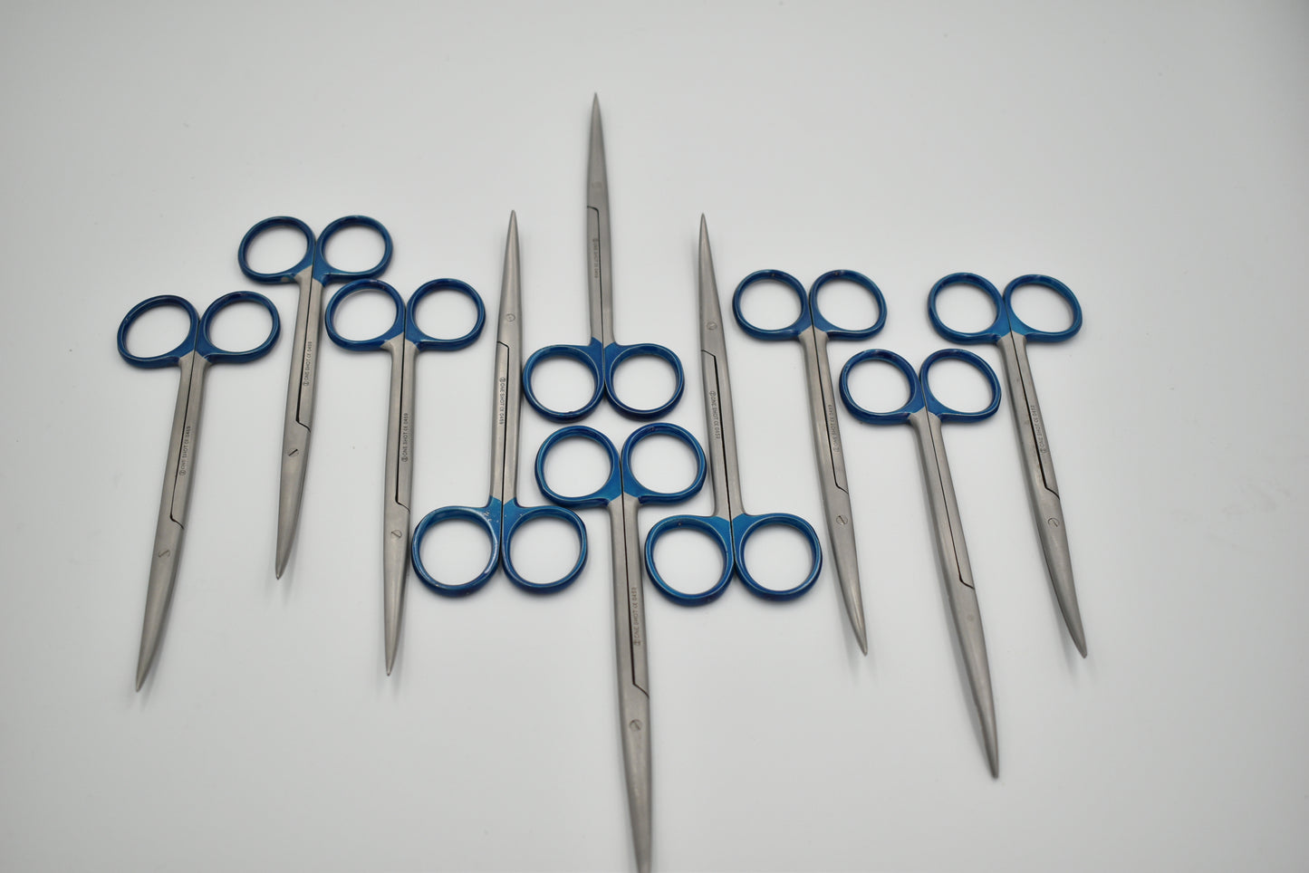 Set of 10 Scissors 5.5" Multi Purposes Blue Handle Curved