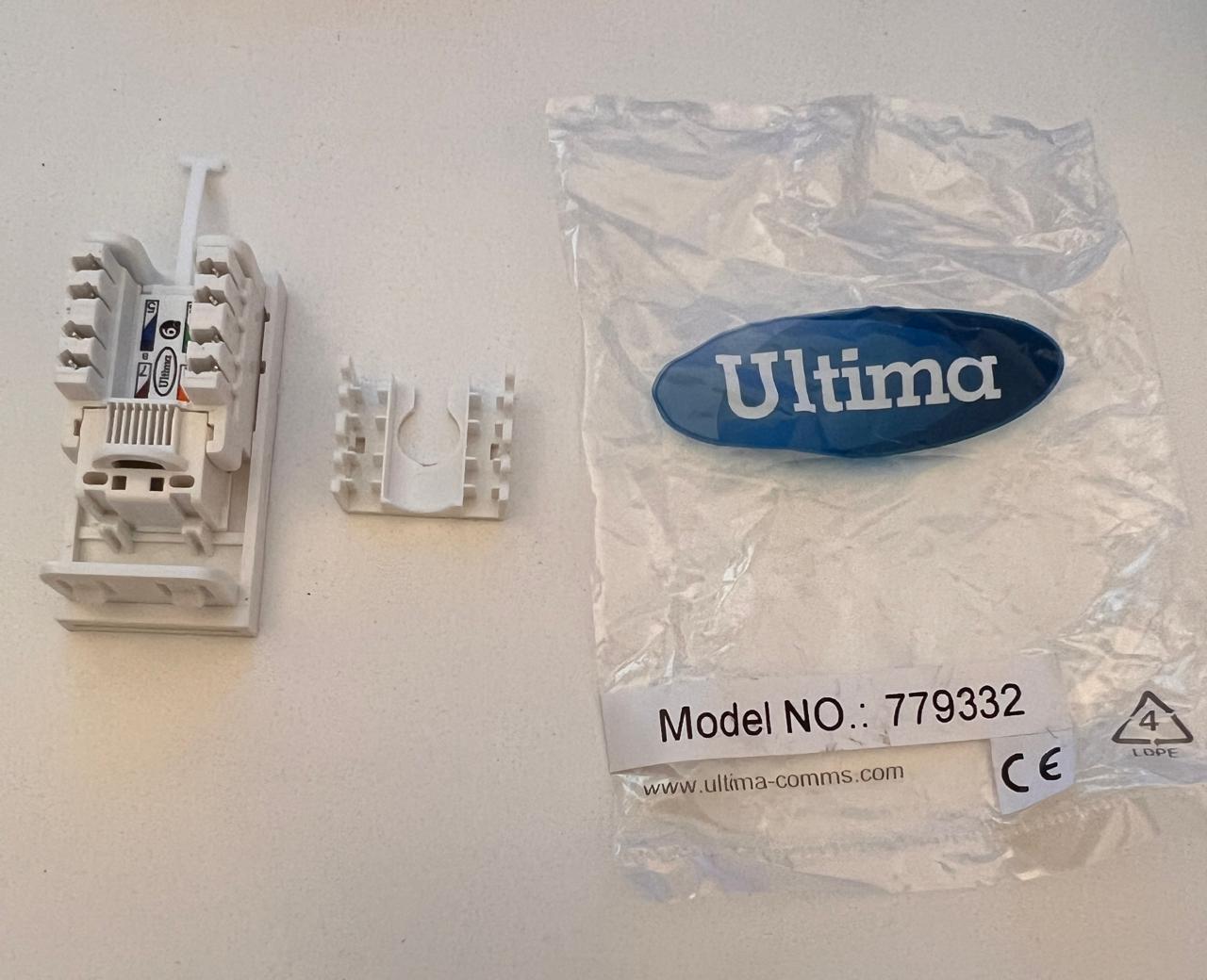 Ultima - 779332 - Low Profile Module Cat6 Euro UnShielded PCB White.